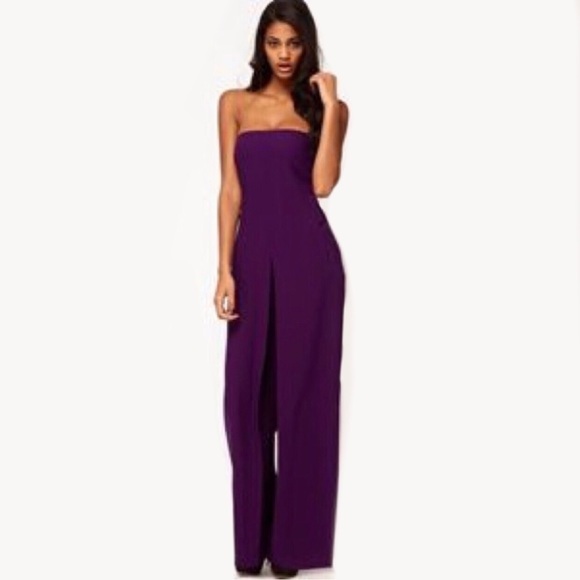 purple wide leg jumpsuit